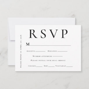 Modern Black and White Minimal Wedding RSVP Card
