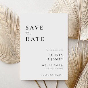 Modern Black and White Minimal Wedding Save The Date