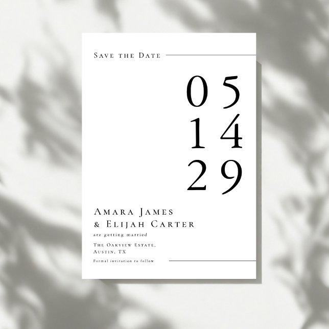 Modern Black and White Minimal Wedding Save The Date (Creator Uploaded)