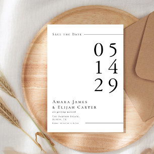 Modern Black and White Minimal Wedding Save The Date
