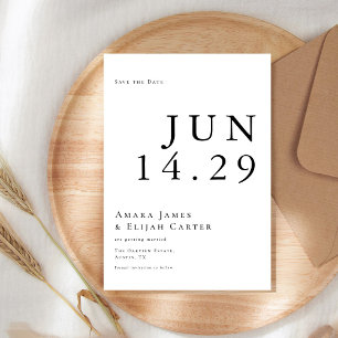 Modern Black and White Minimal Wedding Save The Date