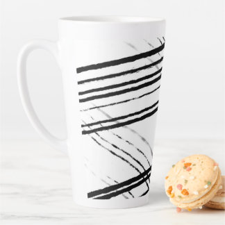Modern Black and white Minimalist Abstract Lines Latte Mug