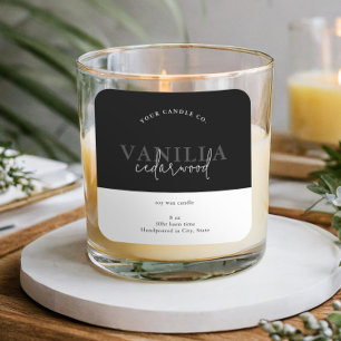 Modern Black and White Minimalist Candle Label