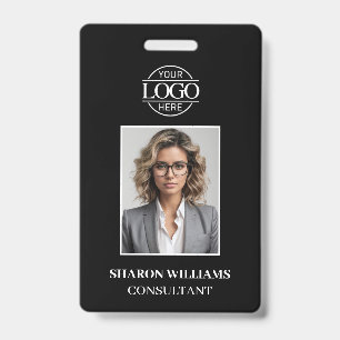 Modern Black and White Minimalist Employee Photo ID Badge