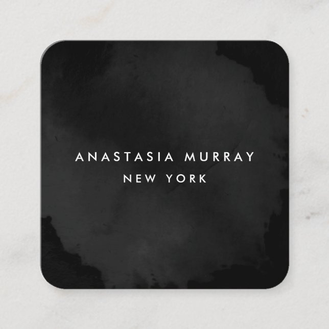 Modern Black and White Minimalist Luxury Boutique Square Business Card (Front)