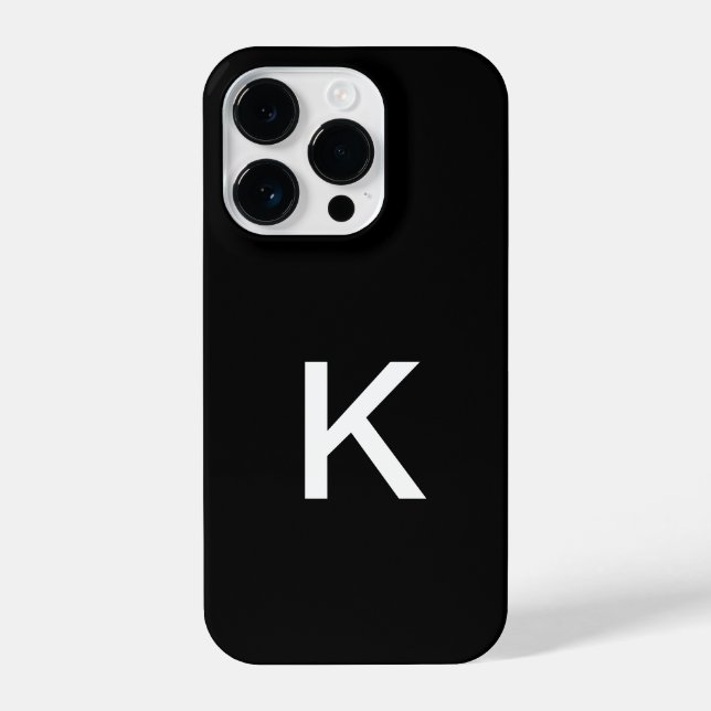 Modern Black And White Minimalist Monogram Initial iPhone Case (Back)