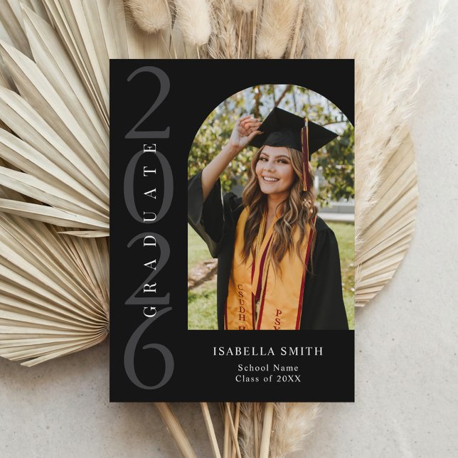 Modern Black and White Minimalist Photo Graduation Announcement (Creator Uploaded)