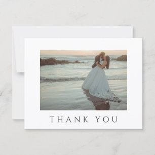 Modern Black and White Minimalist Photo Wedding Thank You Card