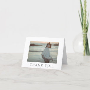 Modern Black and White Minimalist Photo Wedding Thank You Card