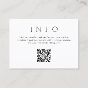 Modern Black and White Minimalist QR Code Wedding Enclosure Card