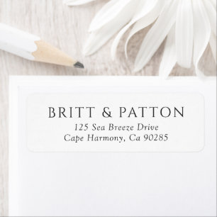 Modern Black and White Minimalist Return Address