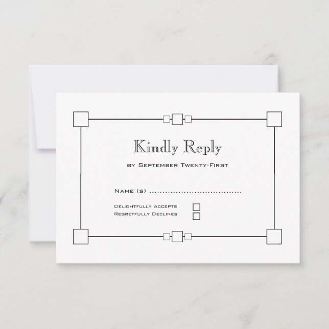 Modern Black and White Minimalist RSVP Card (Front)