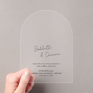 Modern Black and White Minimalist Wedding Acrylic Invitations