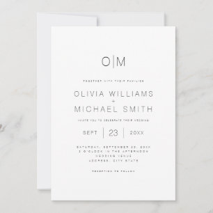 Modern Black and White Minimalist Wedding Invitation