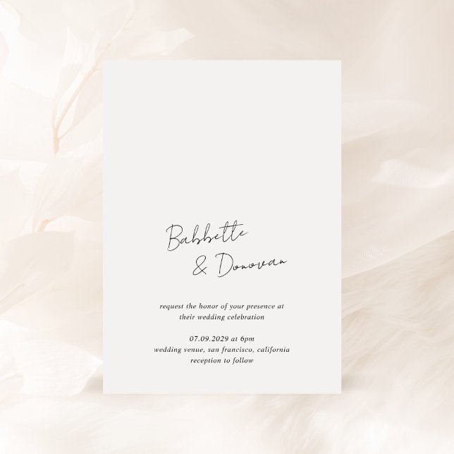 Modern Black and White Minimalist Wedding Invitation (Creator Uploaded)