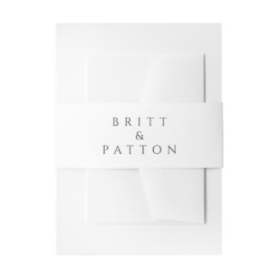 Modern Black and White Minimalist Wedding Invitation Belly Band