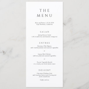 Modern Black and White Minimalist Wedding Menu