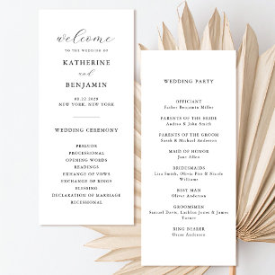 Modern Black and White Minimalist Wedding Programme