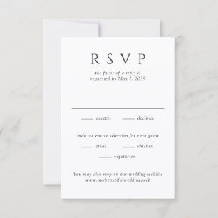 Modern Black and White Minimalist Wedding RSVP Card