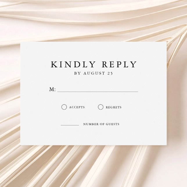 Modern Black and White Minimalist Wedding RSVP Card (Creator Uploaded)