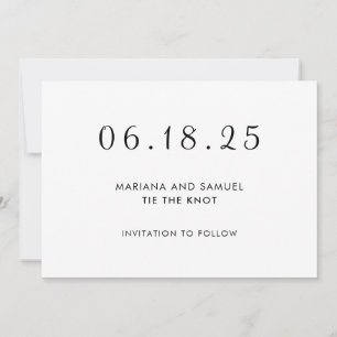 Modern Black and White Minimalist Wedding Save The Date
