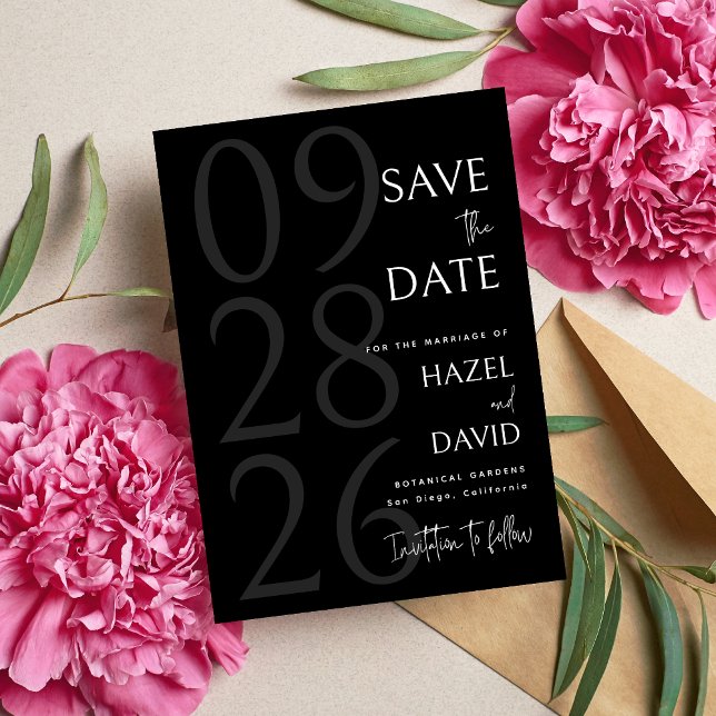 Modern Black and White Minimalist Wedding Save The Date (Creator Uploaded)