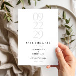 Modern Black and White Minimalist Wedding Save The Date<br><div class="desc">Personalise your wedding save the date cards with this editable template. Features minimal elegant typography design in black and white colour.</div>