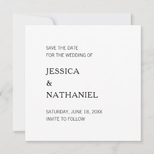 Modern Black and White Minimalist Wedding Save The Date