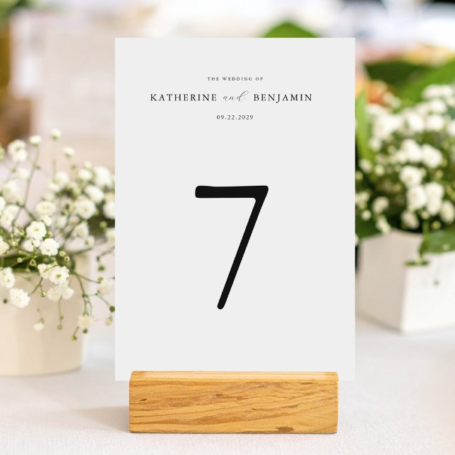 Modern Black and White Minimalist Wedding  Table Number (Creator Uploaded)