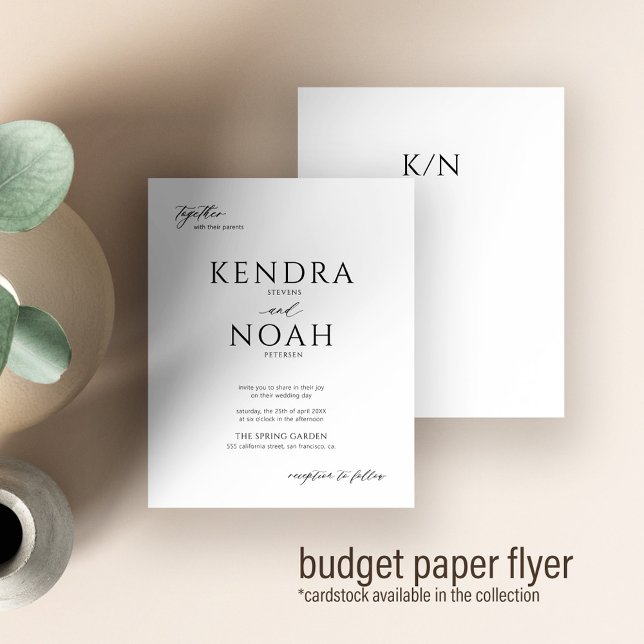 Modern black and white monogram budget wedding flyer (Creator Uploaded)