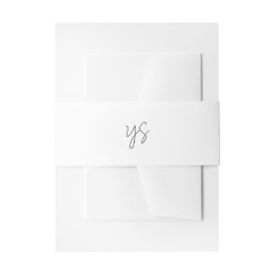 Modern Black and White Monogram Chic Wedding Invitation Belly Band