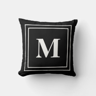 Modern Black and White Monogram Cushion