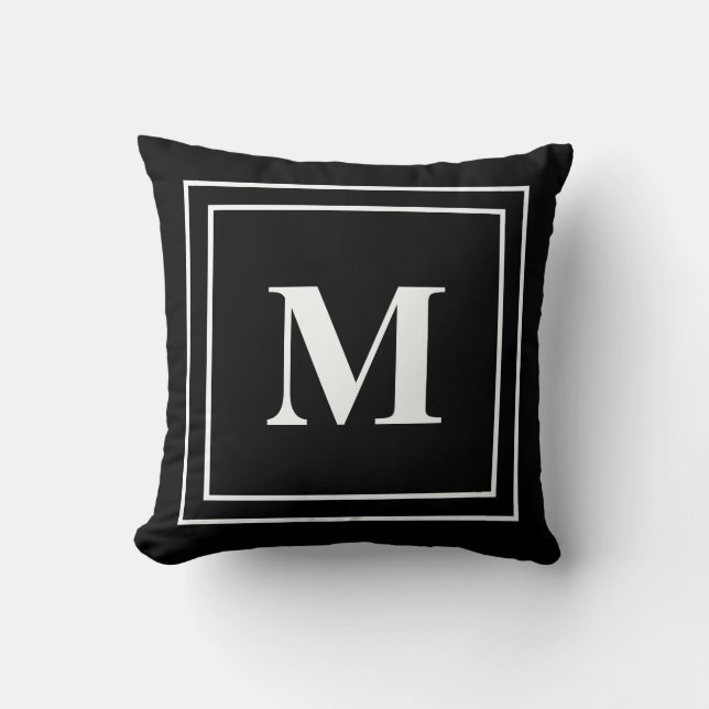 Modern Black and White Monogram Cushion (Front)