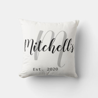 Modern Black and White Monogram Cushion