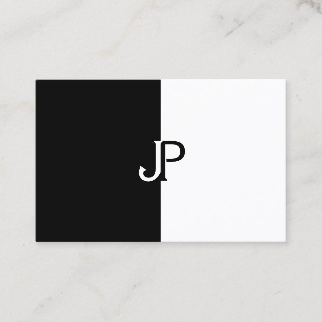 Modern Black And White Monogram Elegant Template Business Card (Front)