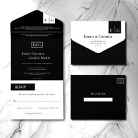 Modern Black And White Monogram Elegant Wedding