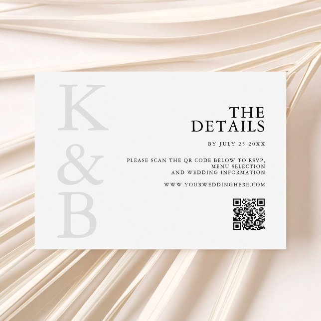 Modern Black and White Monogram Minimalist Wedding Enclosure Card (Creator Uploaded)