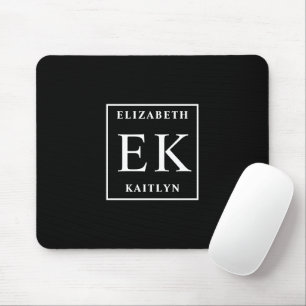 Modern Black and White Monogram Mouse Mat