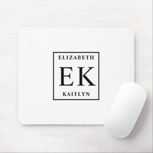 Modern Black and White Monogram Mouse Mat