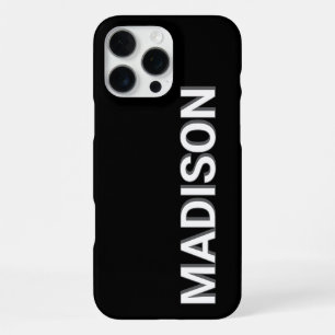 Modern Black and White Monogram Name iPhone 16 Pro Max Case