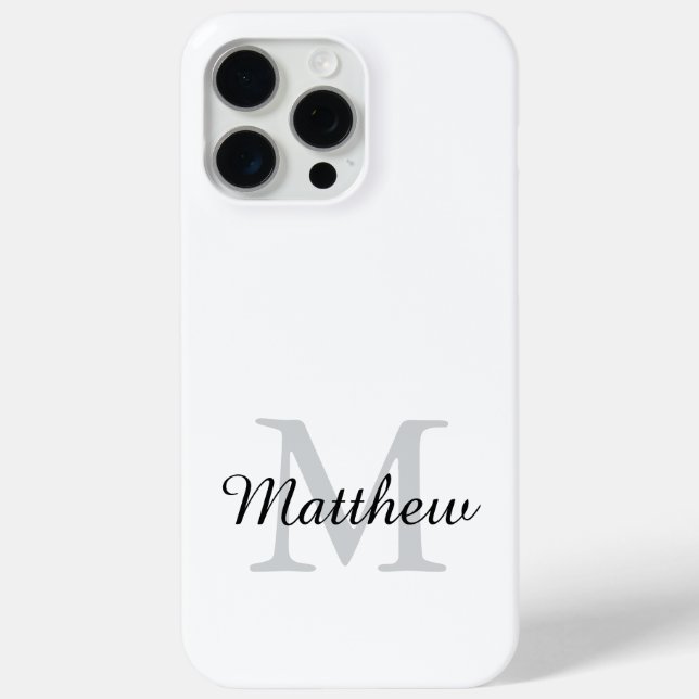 Modern Black and White Monogram Script Name Case-Mate iPhone Case (Back)