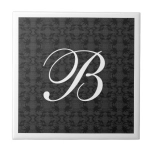 Modern Black And White Monogram Tile