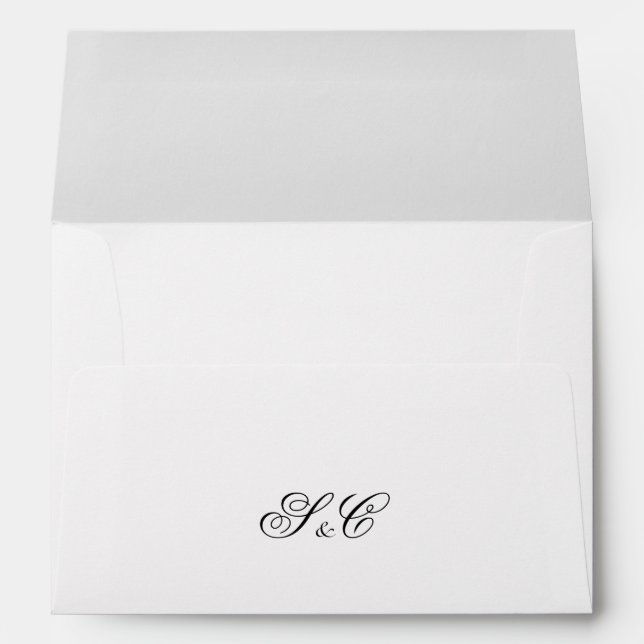 Modern Black and White Monogram Wedding Envelope (Back (Bottom))