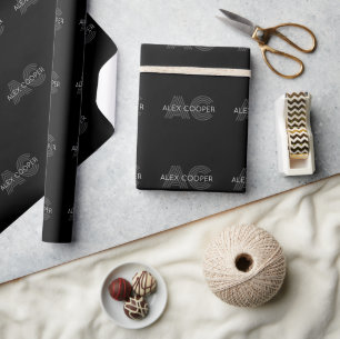 Modern Black and White Monogram Wrapping Paper