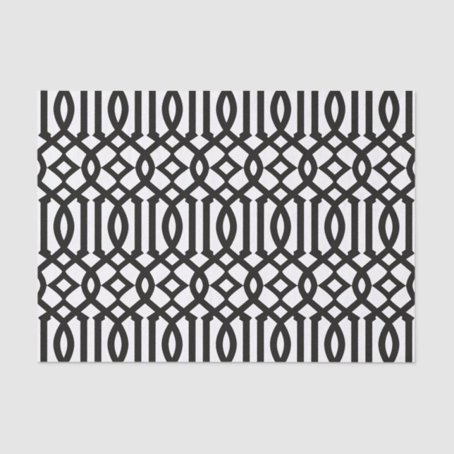 Modern Black and White Moroccan Trellis Pattern Tissue Paper (Front)