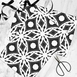 Modern Black and White Mosaic Geometric Pattern Tissue Paper