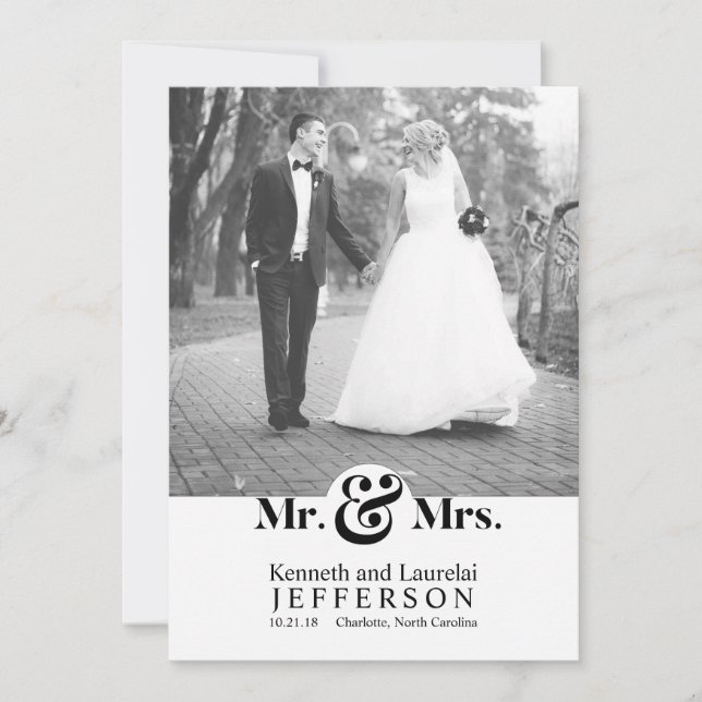 Modern Black and White Mr and Mr Announcement (Front)