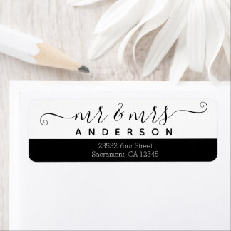 Modern Black and White Mr and Mrs Last Name Return