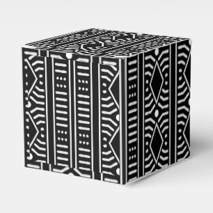 Modern Black and White Mudcloth Stripe  Favour Box