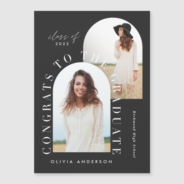 Modern black and white multi photo arch graduation (Front)